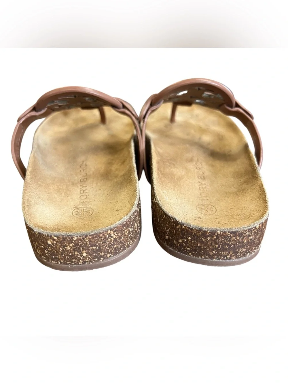 Tory Burch Women’s Tan Leather Cork Miller Cloud Thong Flip Flop Sandals Sz 5